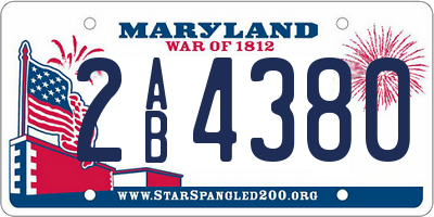 MD license plate 2AB4380
