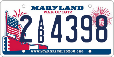 MD license plate 2AB4398