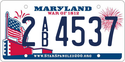 MD license plate 2AB4537