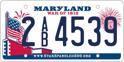 MD license plate 2AB4539