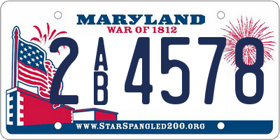 MD license plate 2AB4578