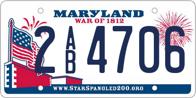 MD license plate 2AB4706