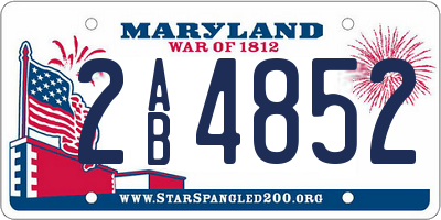 MD license plate 2AB4852