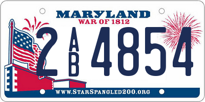 MD license plate 2AB4854