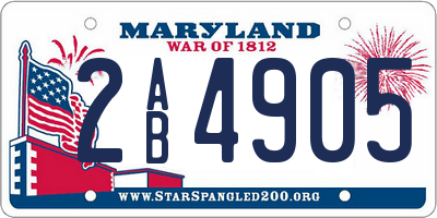 MD license plate 2AB4905