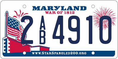 MD license plate 2AB4910