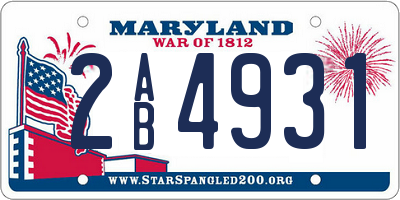 MD license plate 2AB4931
