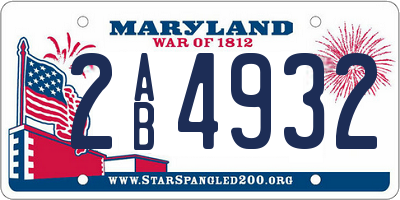 MD license plate 2AB4932
