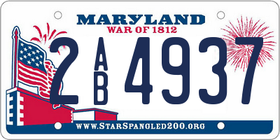 MD license plate 2AB4937