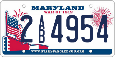 MD license plate 2AB4954