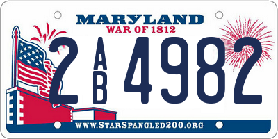 MD license plate 2AB4982