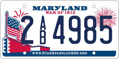 MD license plate 2AB4985
