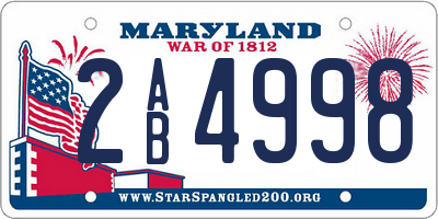 MD license plate 2AB4998