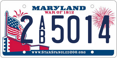 MD license plate 2AB5014