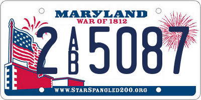 MD license plate 2AB5087