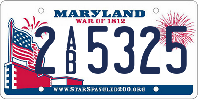 MD license plate 2AB5325