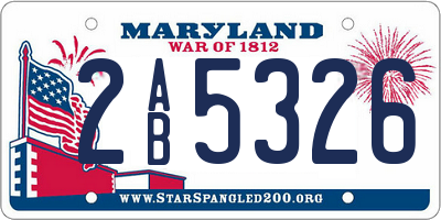 MD license plate 2AB5326