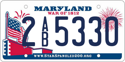 MD license plate 2AB5330