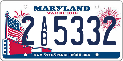 MD license plate 2AB5332