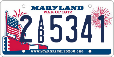 MD license plate 2AB5341