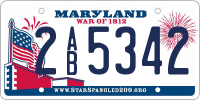 MD license plate 2AB5342