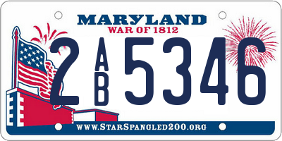 MD license plate 2AB5346