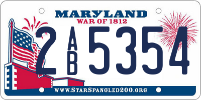 MD license plate 2AB5354