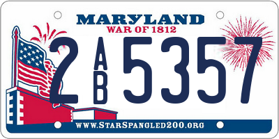 MD license plate 2AB5357