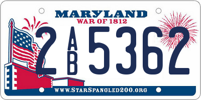 MD license plate 2AB5362
