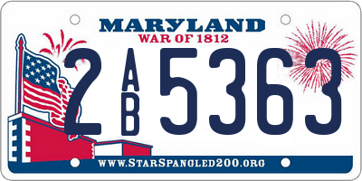 MD license plate 2AB5363