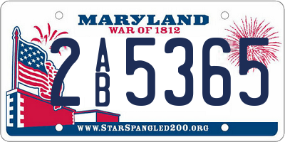 MD license plate 2AB5365