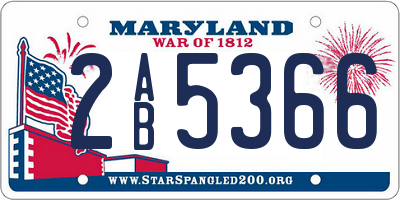 MD license plate 2AB5366