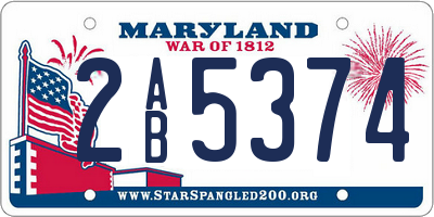 MD license plate 2AB5374