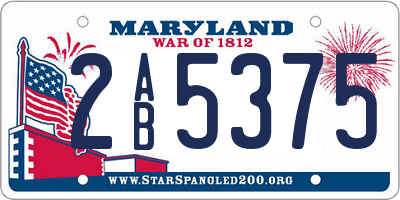 MD license plate 2AB5375