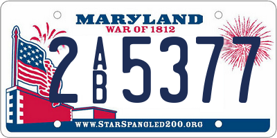 MD license plate 2AB5377