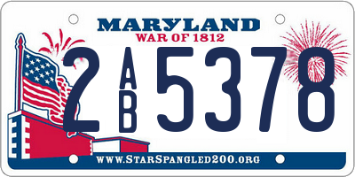 MD license plate 2AB5378
