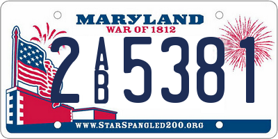 MD license plate 2AB5381