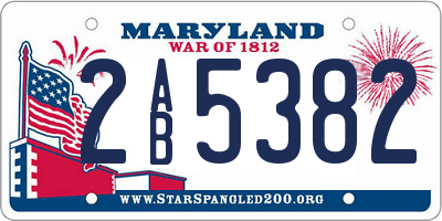 MD license plate 2AB5382