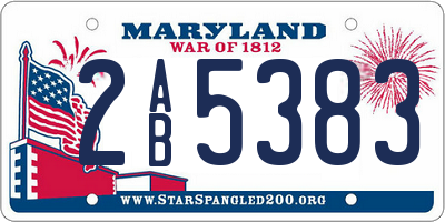 MD license plate 2AB5383