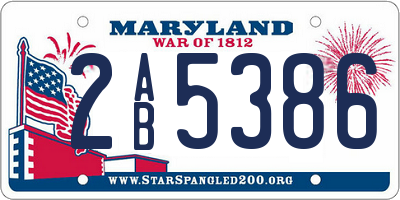 MD license plate 2AB5386