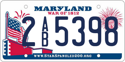 MD license plate 2AB5398
