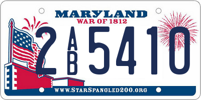 MD license plate 2AB5410