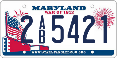 MD license plate 2AB5421