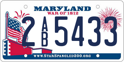 MD license plate 2AB5433