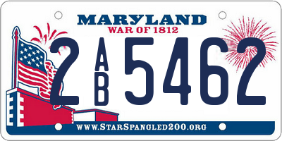 MD license plate 2AB5462