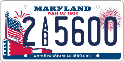 MD license plate 2AB5600