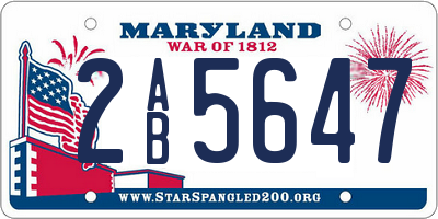 MD license plate 2AB5647