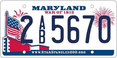 MD license plate 2AB5670