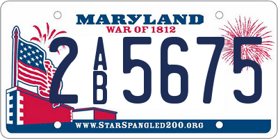 MD license plate 2AB5675