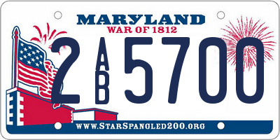MD license plate 2AB5700